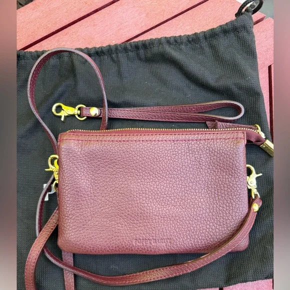 Poppy Barley Burgundy Clutch 3 in 1 wristlet bag wallet shoulder bag - Picture 2 of 5